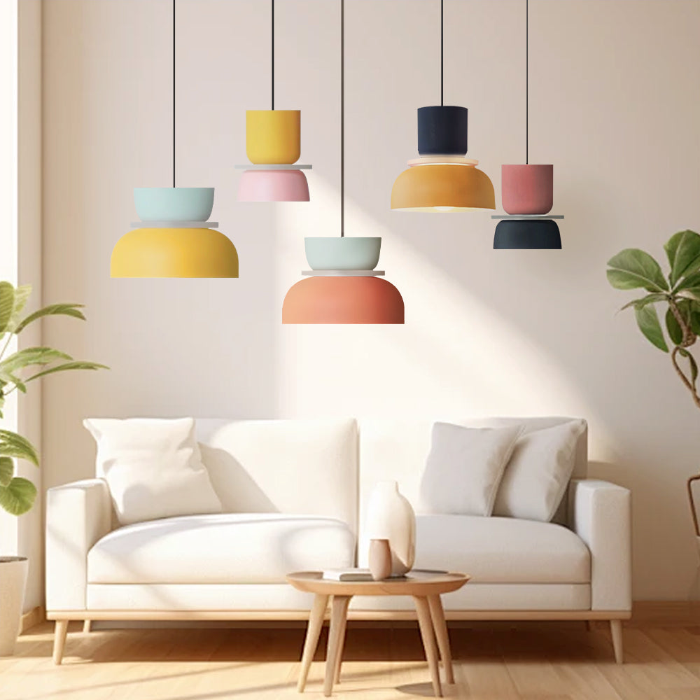 Color Block Nordic Pendant Light – Modern Glass Ceiling Fixture for Kitchen and Dining Areas