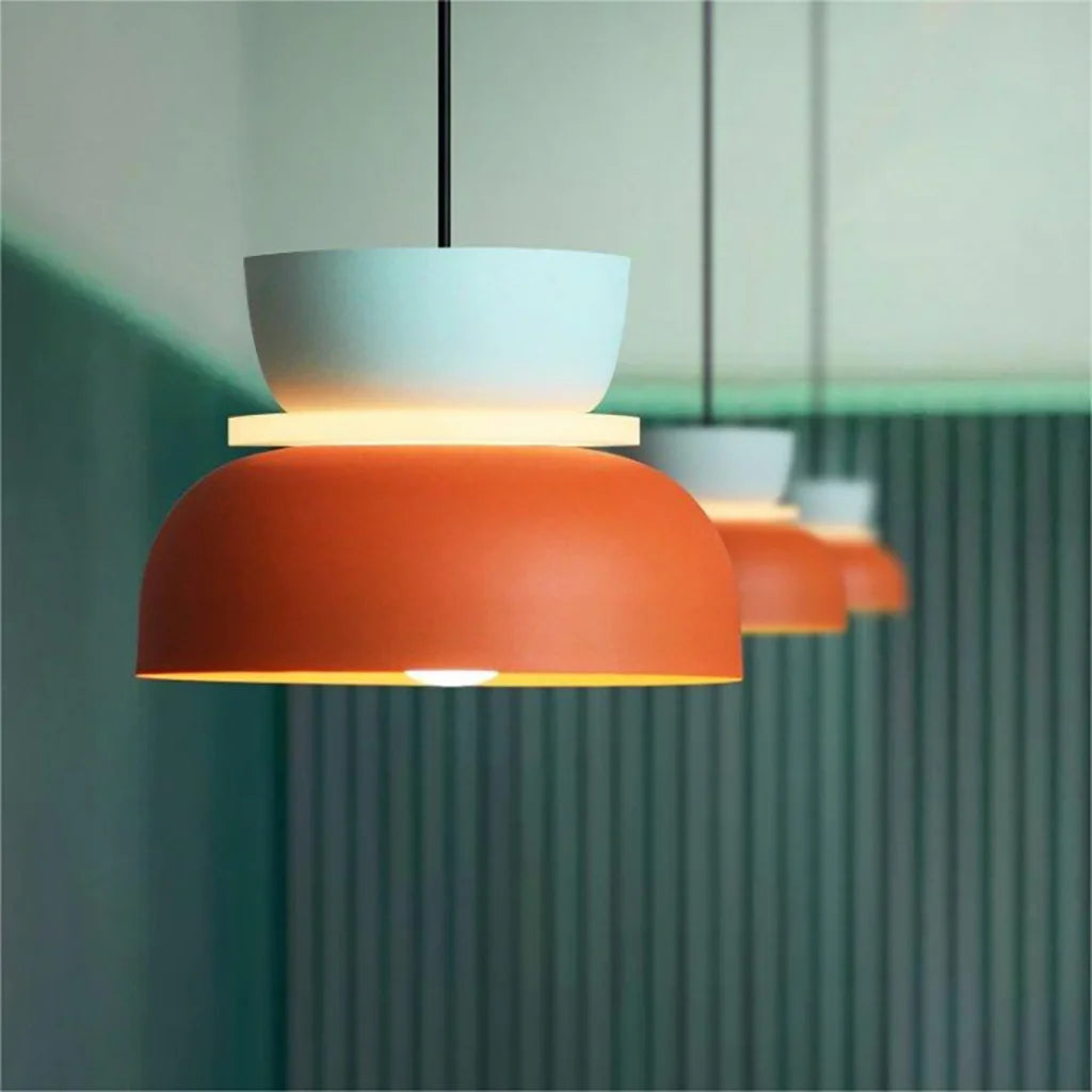 Color Block Nordic Pendant Light – Modern Glass Ceiling Fixture for Kitchen and Dining Areas