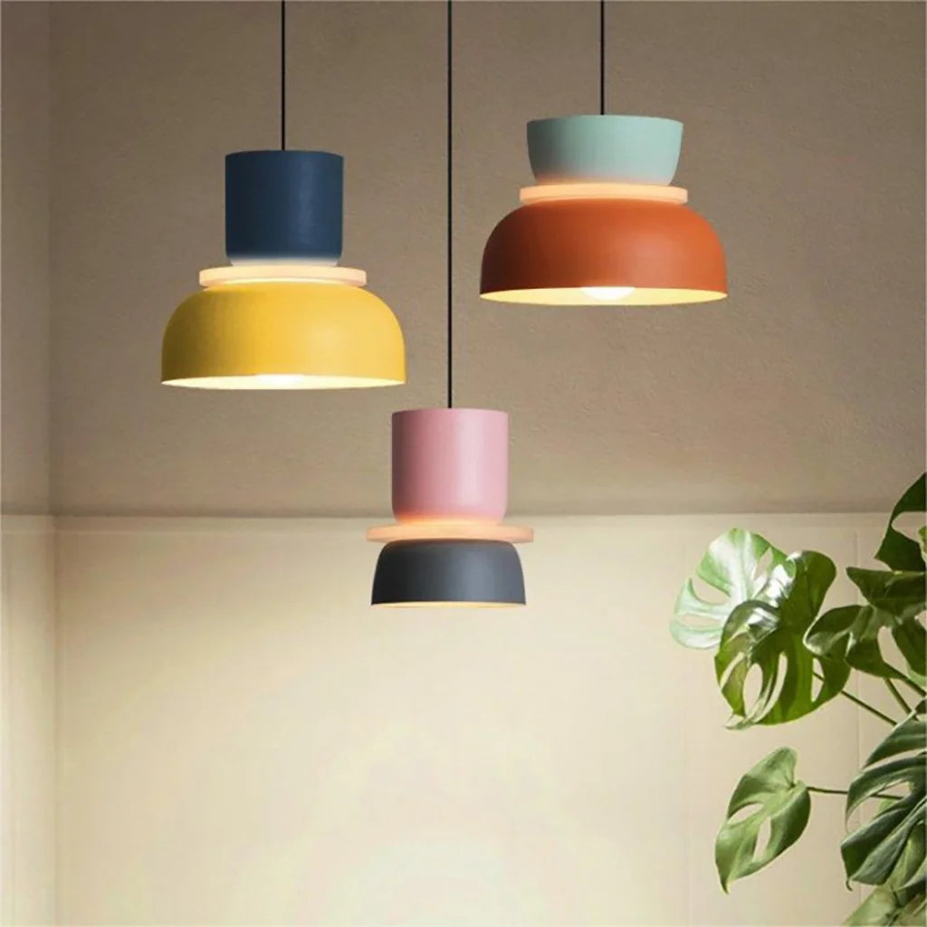 Color Block Nordic Pendant Light – Modern Glass Ceiling Fixture for Kitchen and Dining Areas