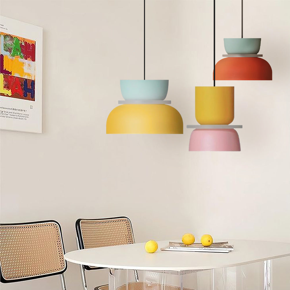 Color Block Nordic Pendant Light – Modern Glass Ceiling Fixture for Kitchen and Dining Areas