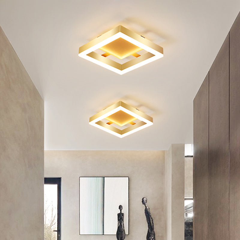 Contemporary Gold LED Flush Mount Ceiling Light Fixture – Energy-Efficient Design for Living Room, Bedroom, Hallway