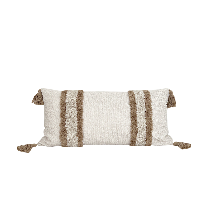 Cotton Blend Tufted Cushion Cover 30x60 cm - Elegant Boho Design for Couch and Sofa