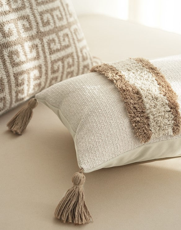 Cotton Blend Tufted Cushion Cover 30x60 cm - Elegant Boho Design for Couch and Sofa