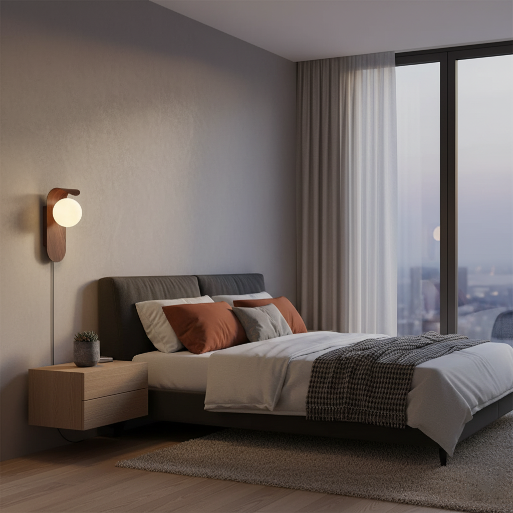 Curved Fixture and Frosted Globe Wall Lamp