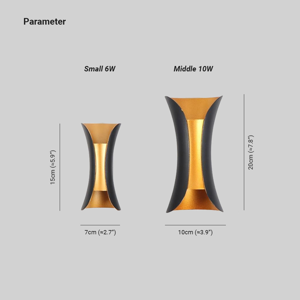 Curved Outdoor Wall Lights - IP65 Waterproof LED Lamp in Metal and Acrylic for Garden and Corridor Lighting