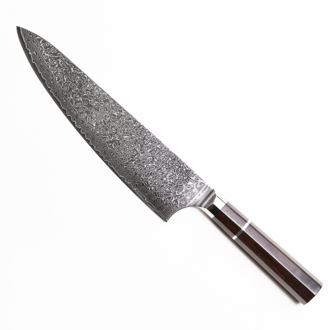 Damascus Steel Chef Knife with VG-10 Blade and Ebony Wood Handle – Japanese Kitchen Knife for Precision Cutting