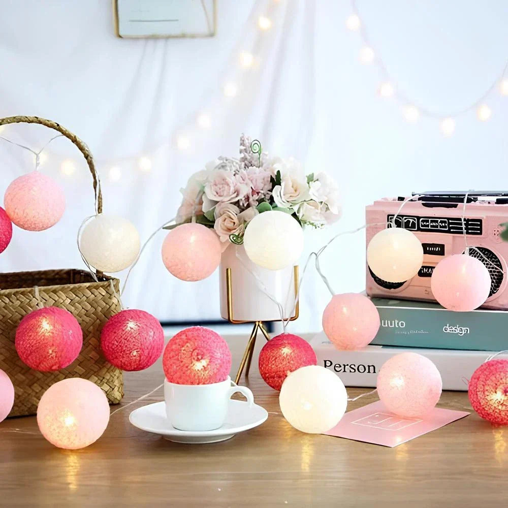 Decorative String Lights with Soft LED Cotton Balls