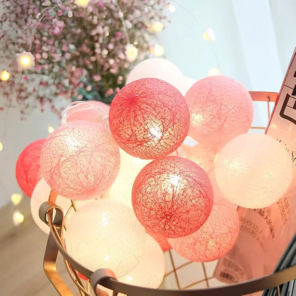Decorative String Lights with Soft LED Cotton Balls