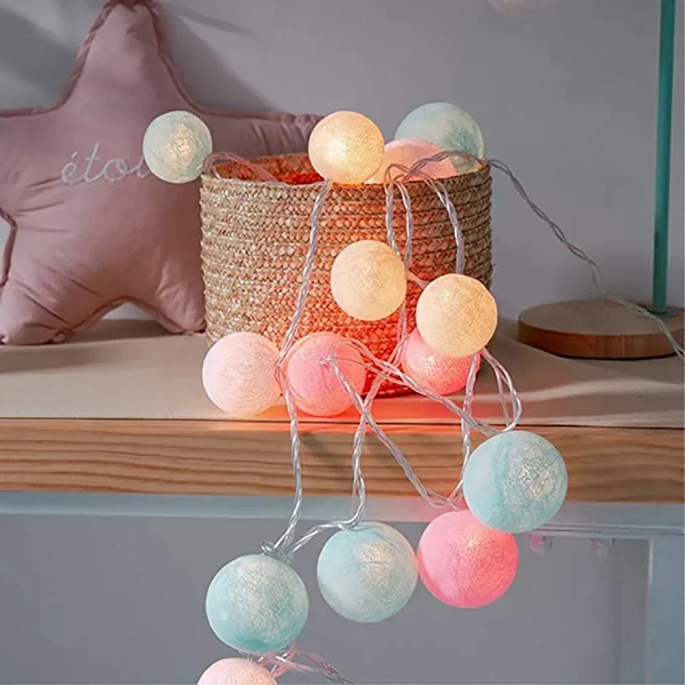 Decorative String Lights with Soft LED Cotton Balls