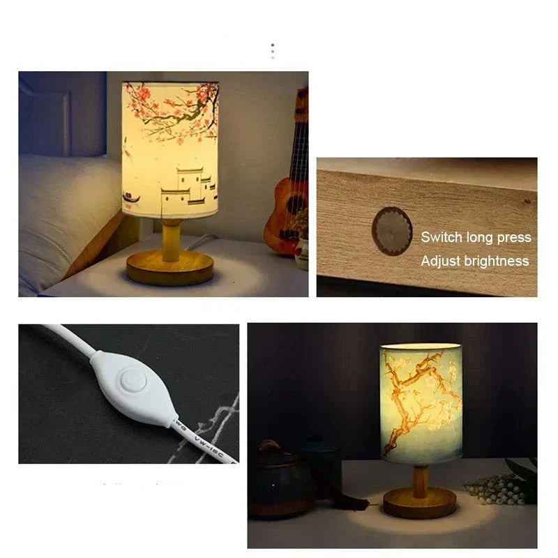 Dimmable Japanese-Style Floral Design LED Night Light