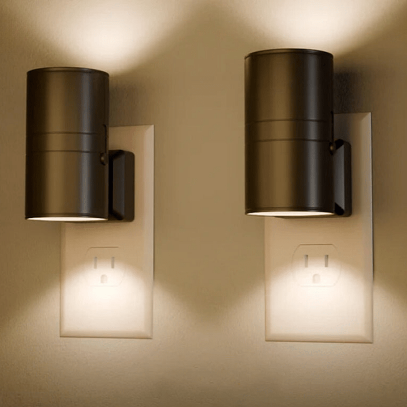 Dimmable LED Plug In Wall Lamp with Automatic Light Sensor – Modern Industrial Design for Home Illumination