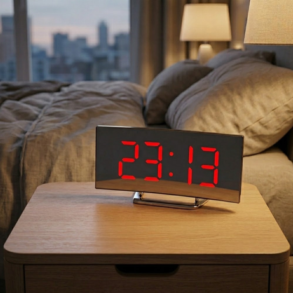 Curved LED Digital Alarm Clock