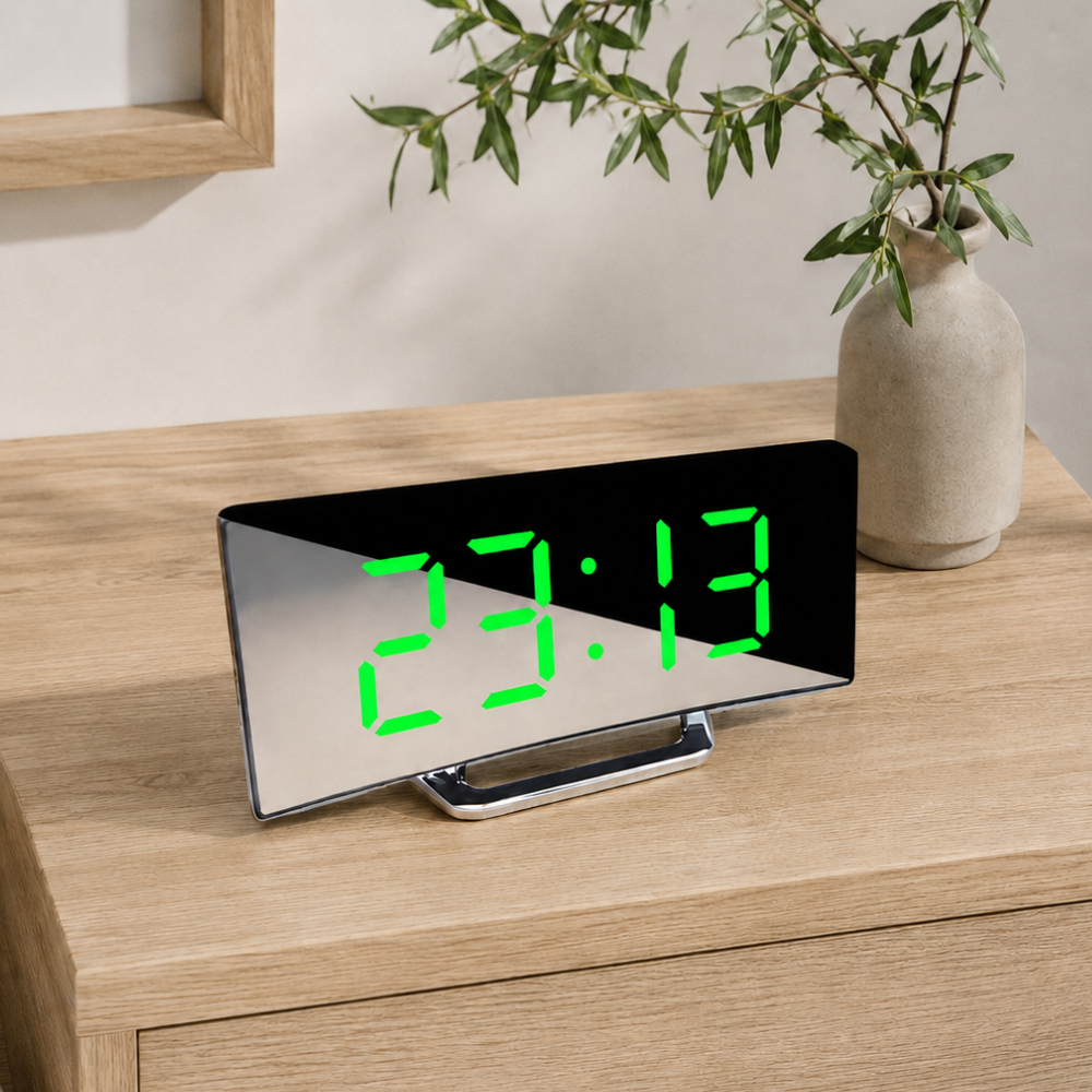 Curved LED Digital Alarm Clock