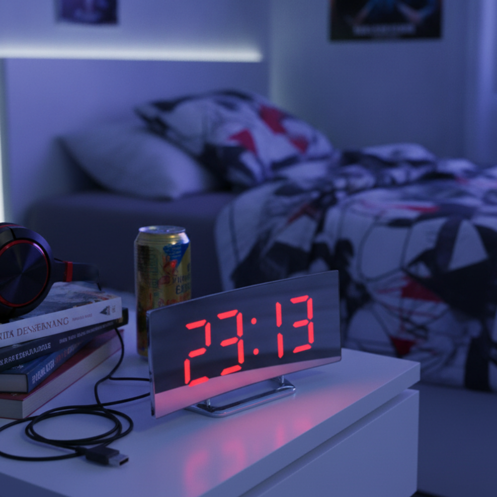 Curved LED Digital Alarm Clock