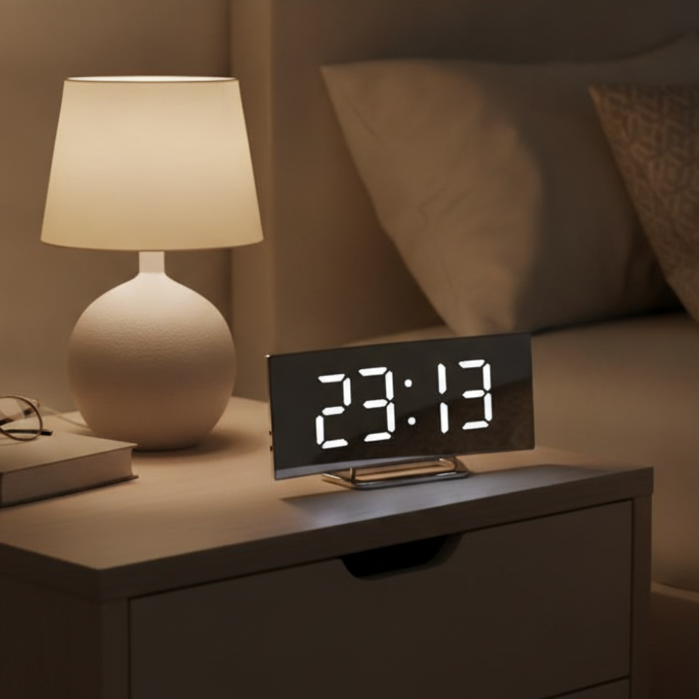Curved LED Digital Alarm Clock