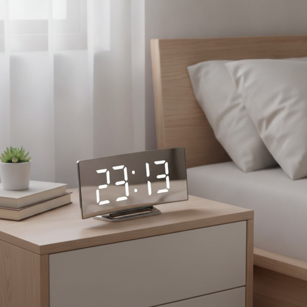 Curved LED Digital Alarm Clock