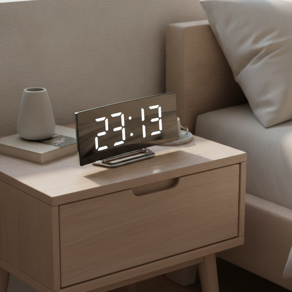 Curved LED Digital Alarm Clock