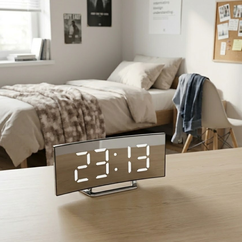 Curved LED Digital Alarm Clock