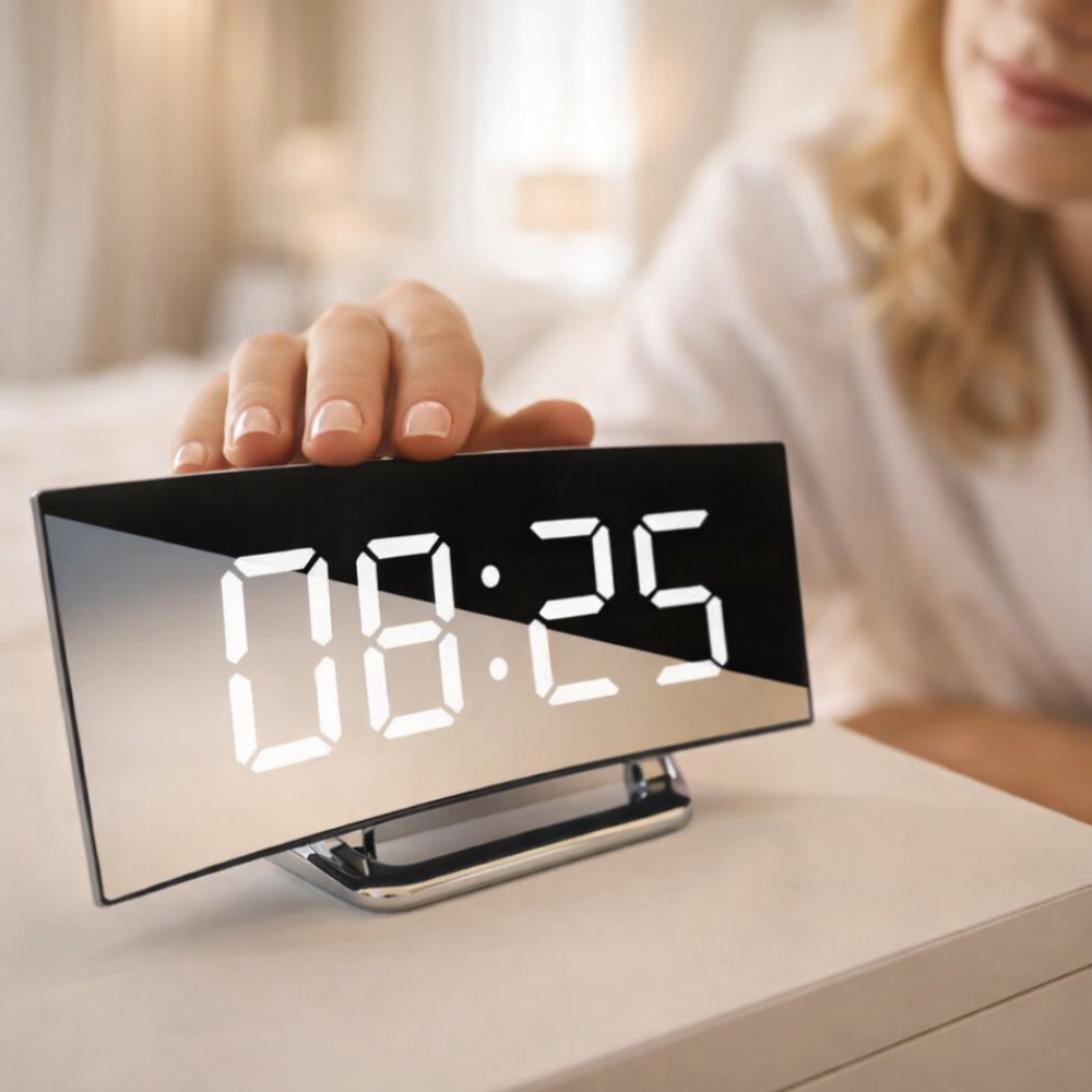 Curved LED Digital Alarm Clock