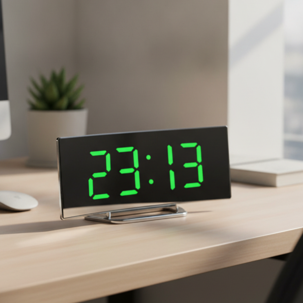 Curved LED Digital Alarm Clock