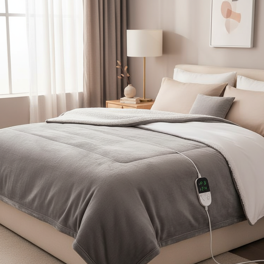 Electric Heated Microfleece Throw Blanket