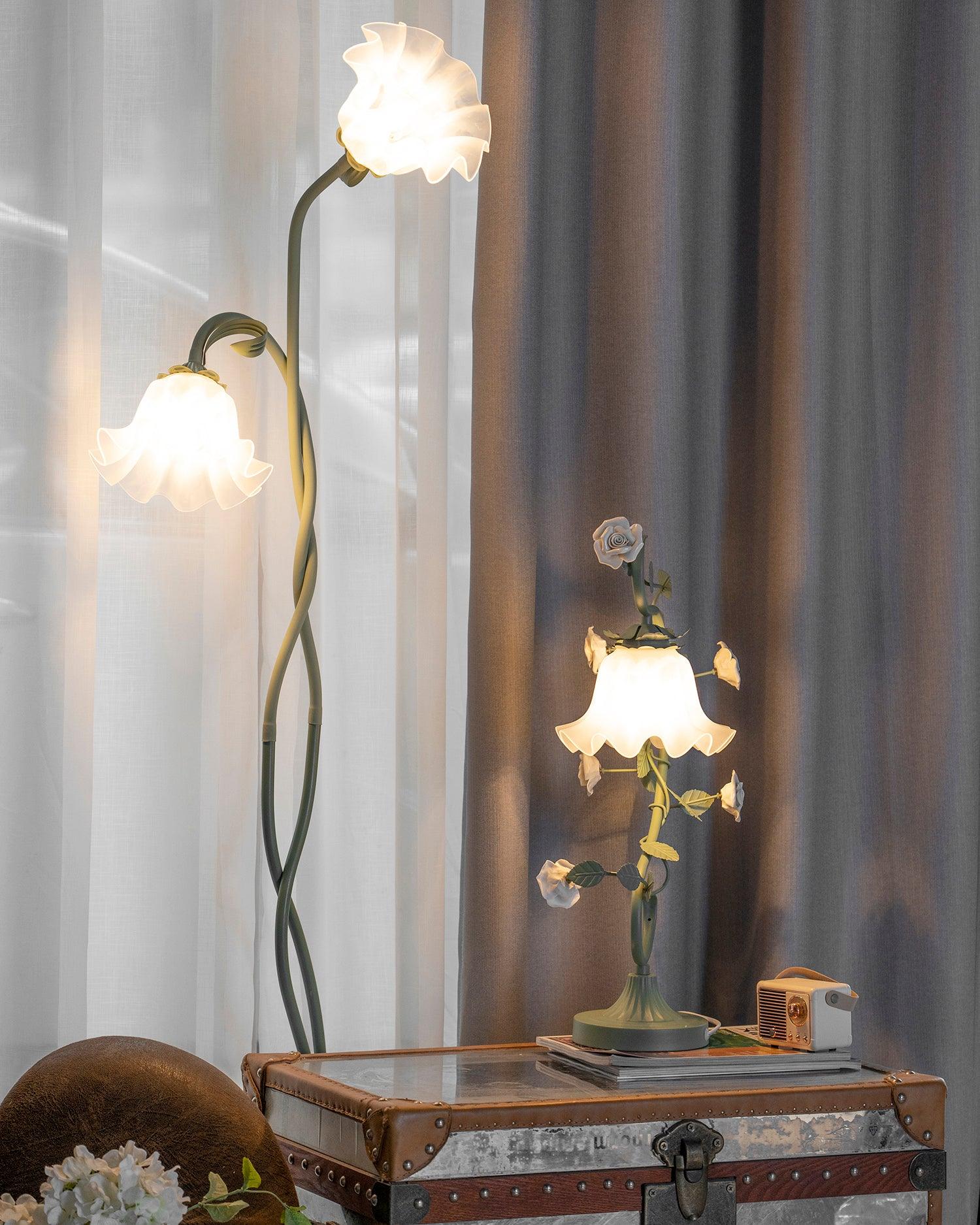 Elegant Modern Floor Lamp with Green Matte Finish and White Acrylic Shade for Living Room