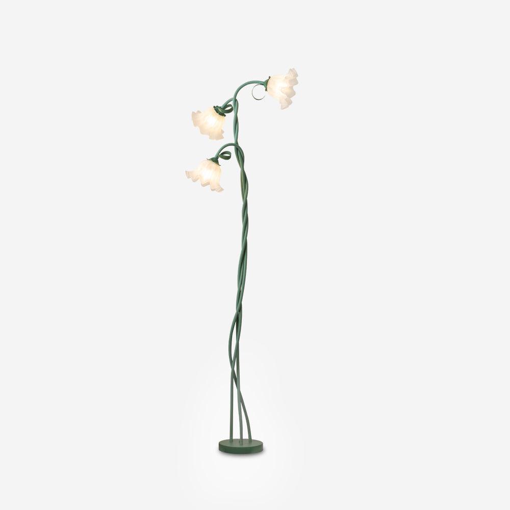 Elegant Modern Floor Lamp with Green Matte Finish and White Acrylic Shade for Living Room