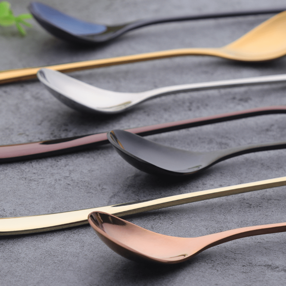 Elegant Plated Stainless Steel Dessert Spoon for Dessert – Multiple Color Options Available, Durable and Stylish