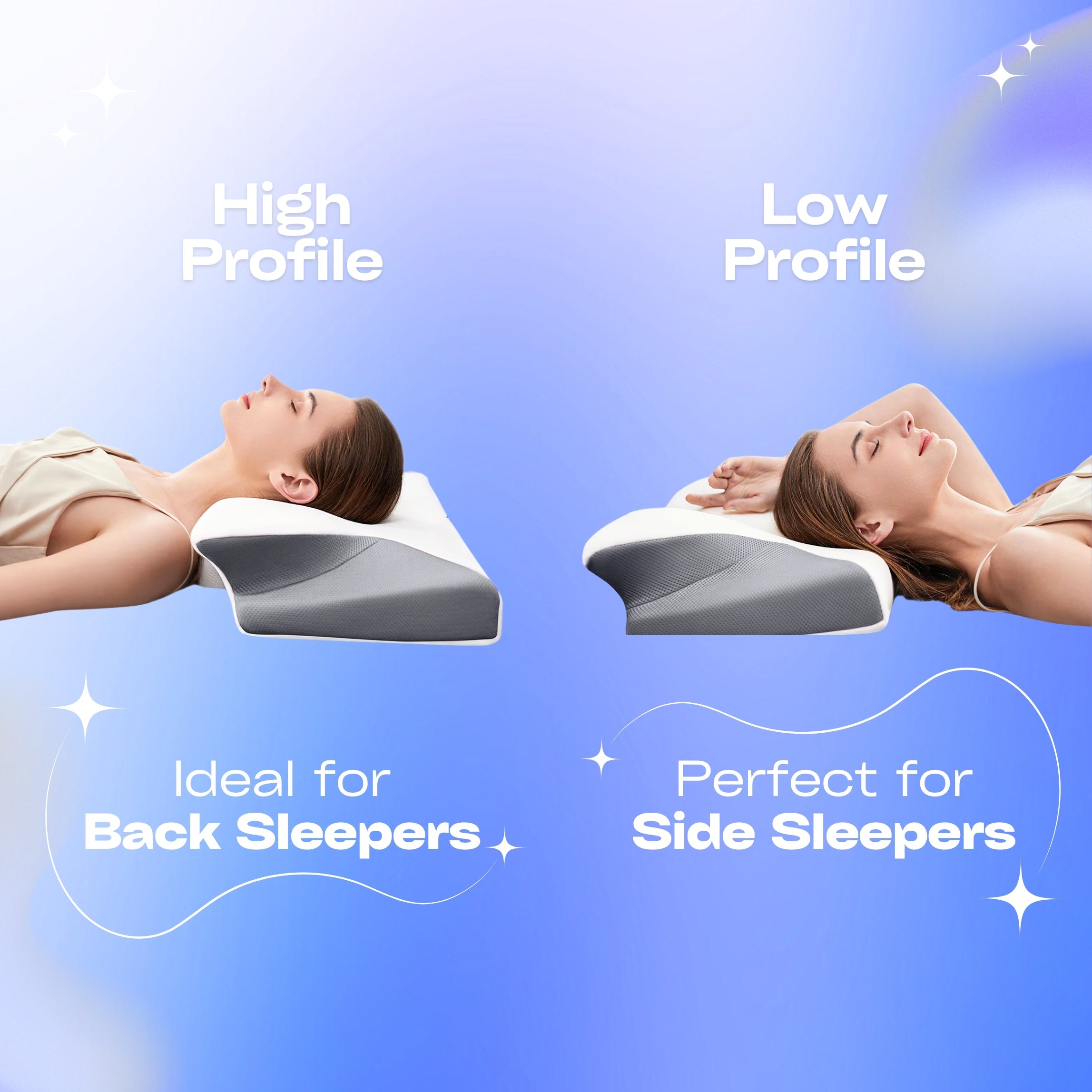 Ergonomic Memory Foam Pillow for Neck Pain Relief – Contour Design with Cooling Cover, Ideal for All Sleep Positions
