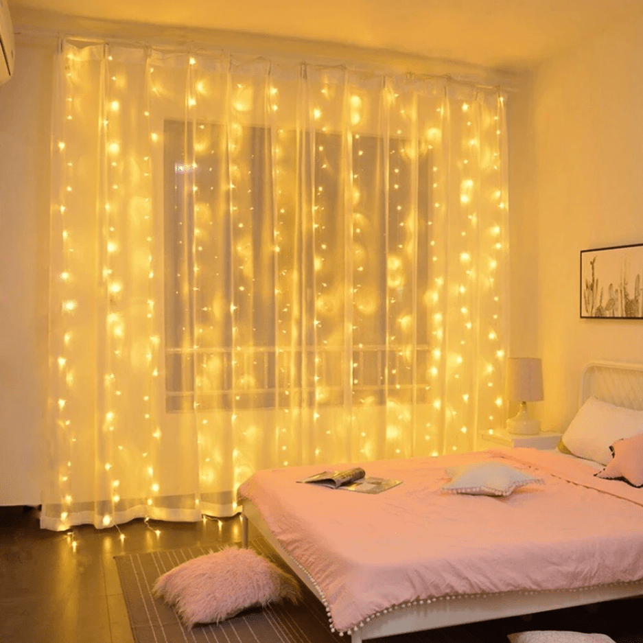 Fairy Curtain LED String Lights with Remote Control – Waterproof Outdoor String Lights for Home and Garden Decor