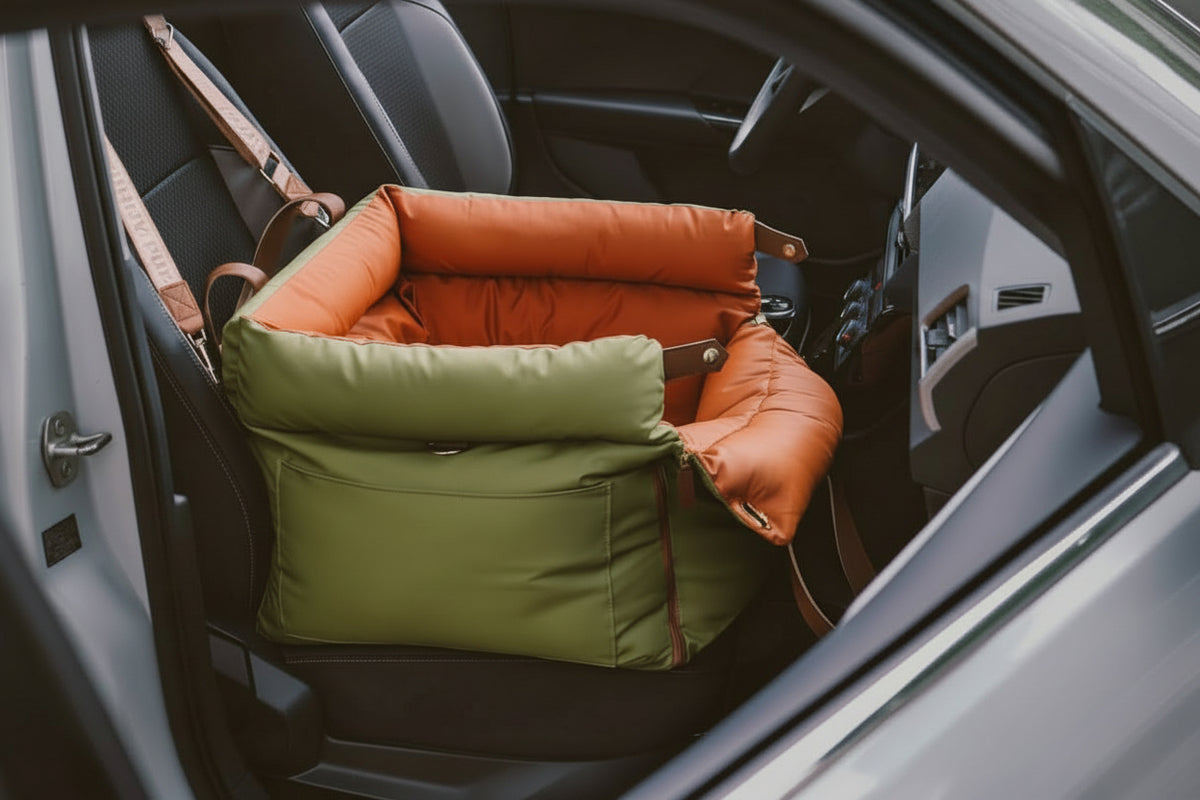 Faux Leather Dog Car Seat and Travel Bed