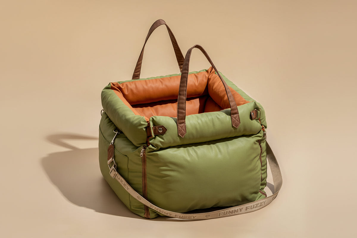 Faux Leather Dog Car Seat and Travel Bed