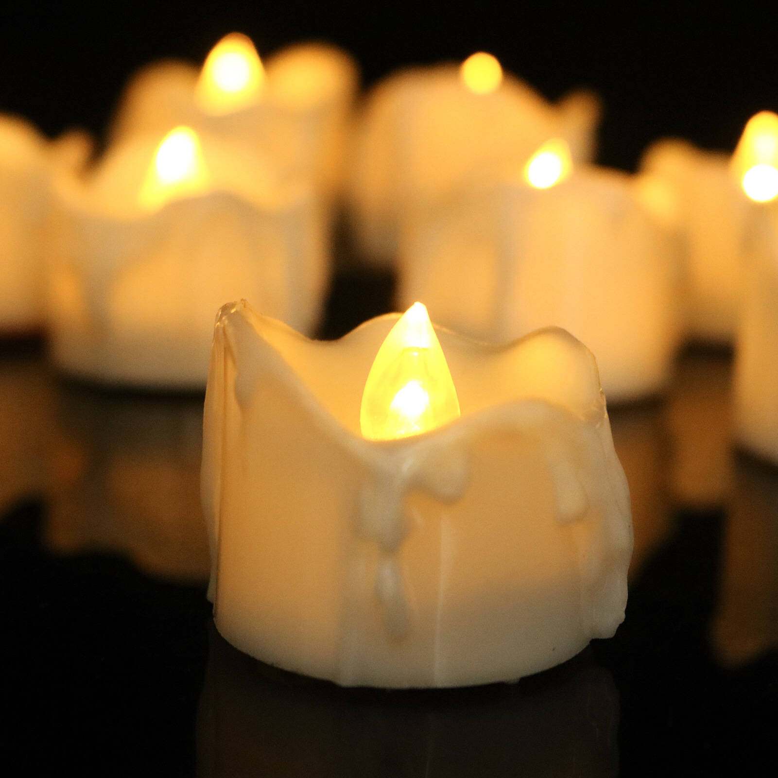 Flameless LED Tea Lights – Warm Flickering Glow for Safe Ambient Lighting, Battery Operated, 6-Pack