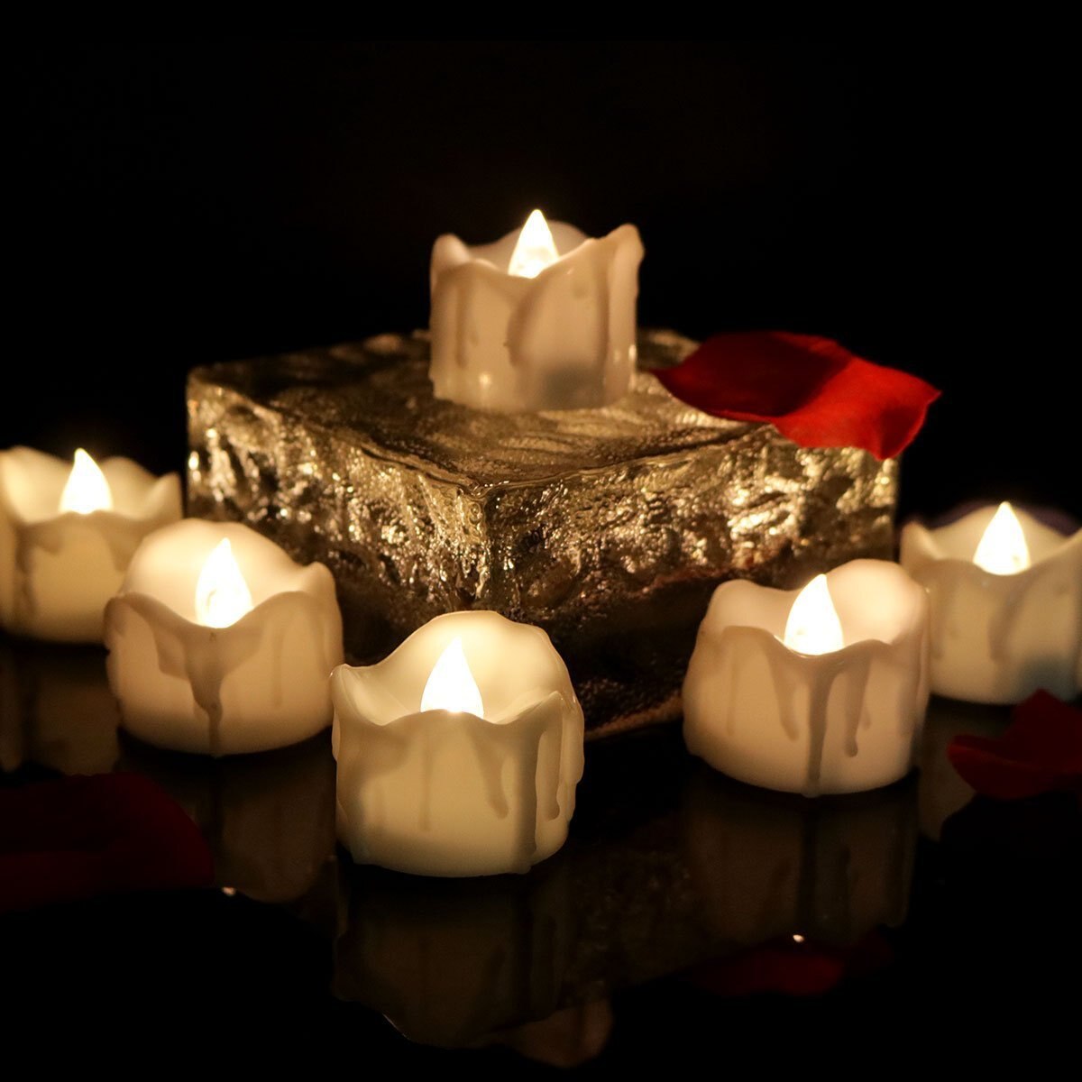 Flameless LED Tea Lights – Warm Flickering Glow for Safe Ambient Lighting, Battery Operated, 6-Pack