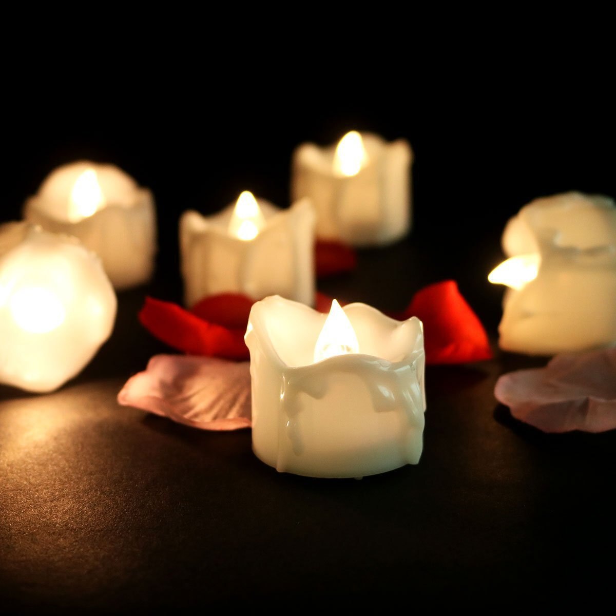 Flameless LED Tea Lights – Warm Flickering Glow for Safe Ambient Lighting, Battery Operated, 6-Pack