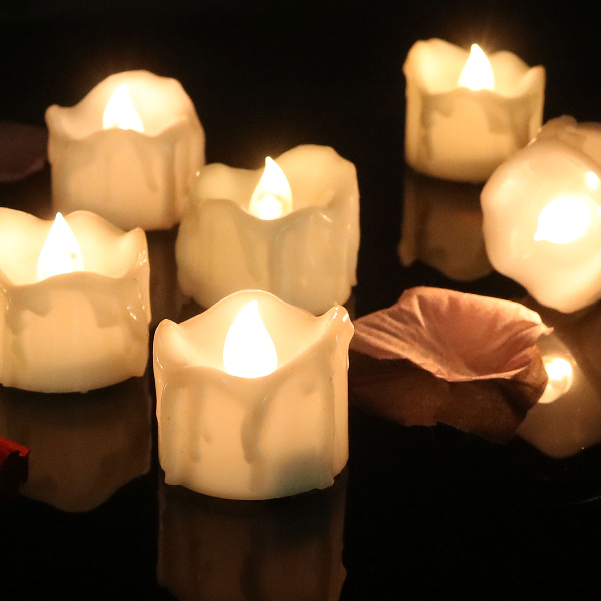 Flameless LED Tea Lights – Warm Flickering Glow for Safe Ambient Lighting, Battery Operated, 6-Pack