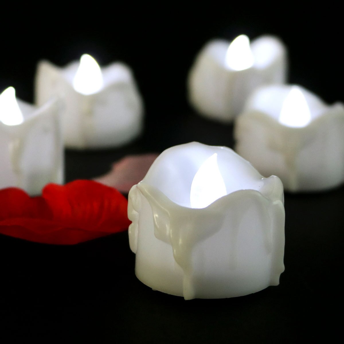 Flameless LED Tea Lights – Warm Flickering Glow for Safe Ambient Lighting, Battery Operated, 6-Pack