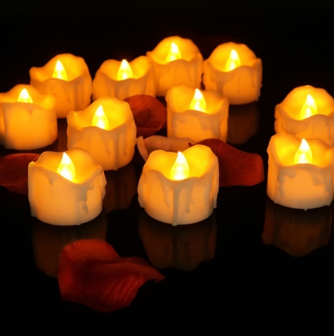 Flameless LED Tea Lights – Warm Flickering Glow for Safe Ambient Lighting, Battery Operated, 6-Pack