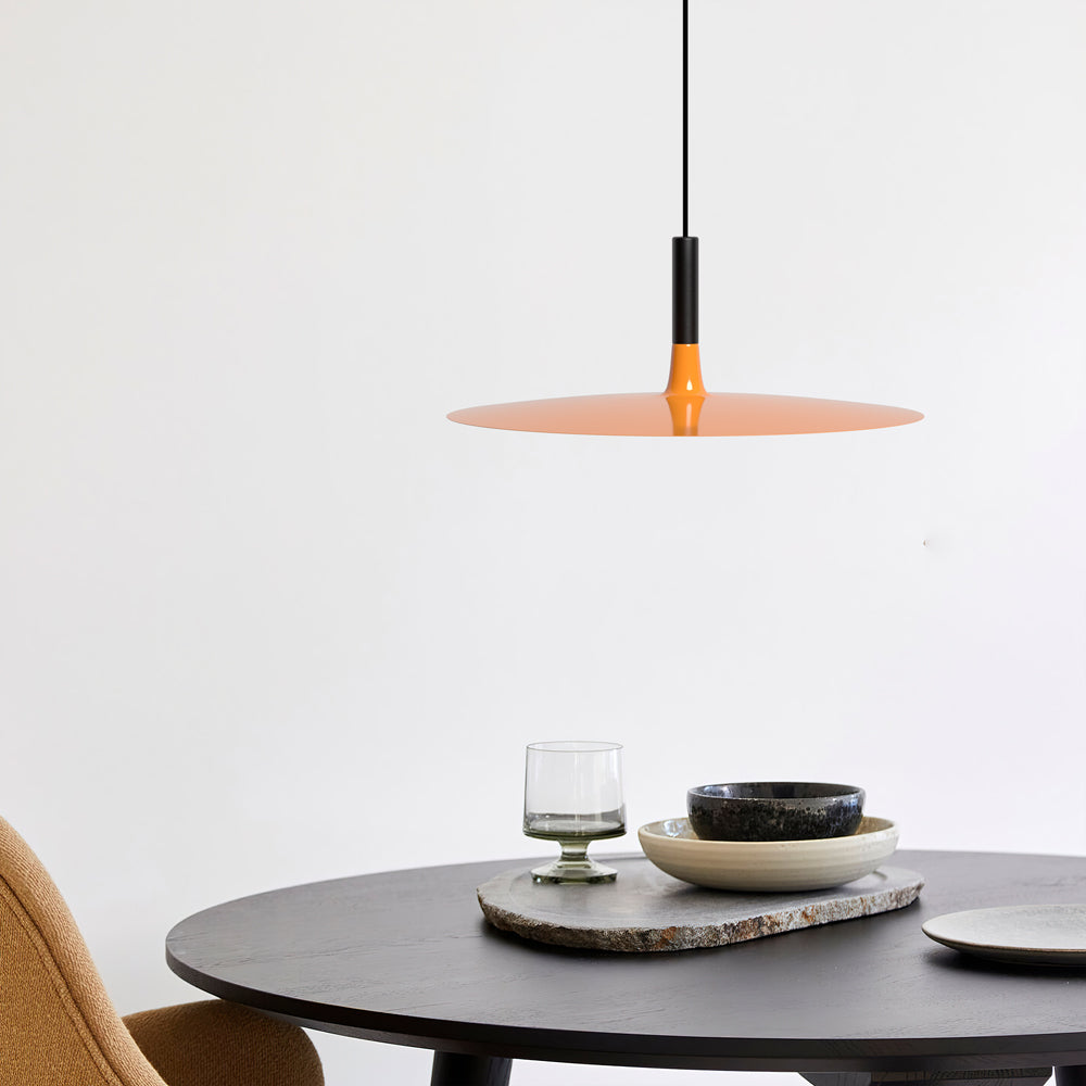 Flat LED Pendant Light with Wide Aluminum Shade