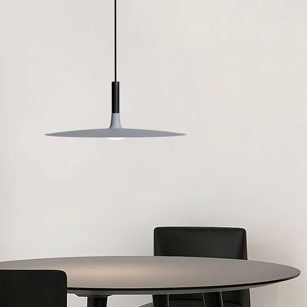 Flat LED Pendant Light with Wide Aluminum Shade