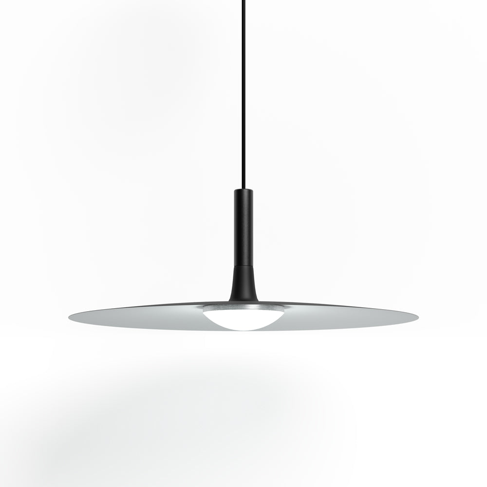 Flat LED Pendant Light with Wide Aluminum Shade