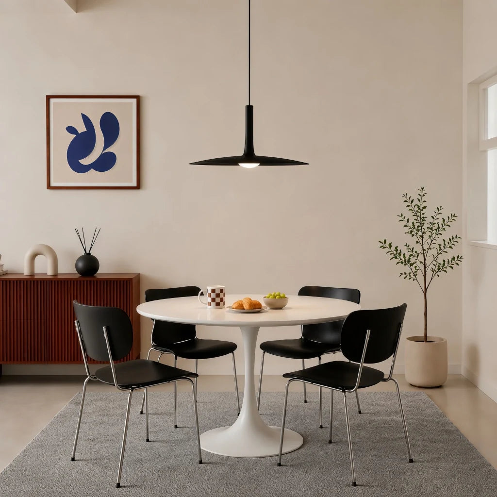Flat LED Pendant Light with Wide Aluminum Shade