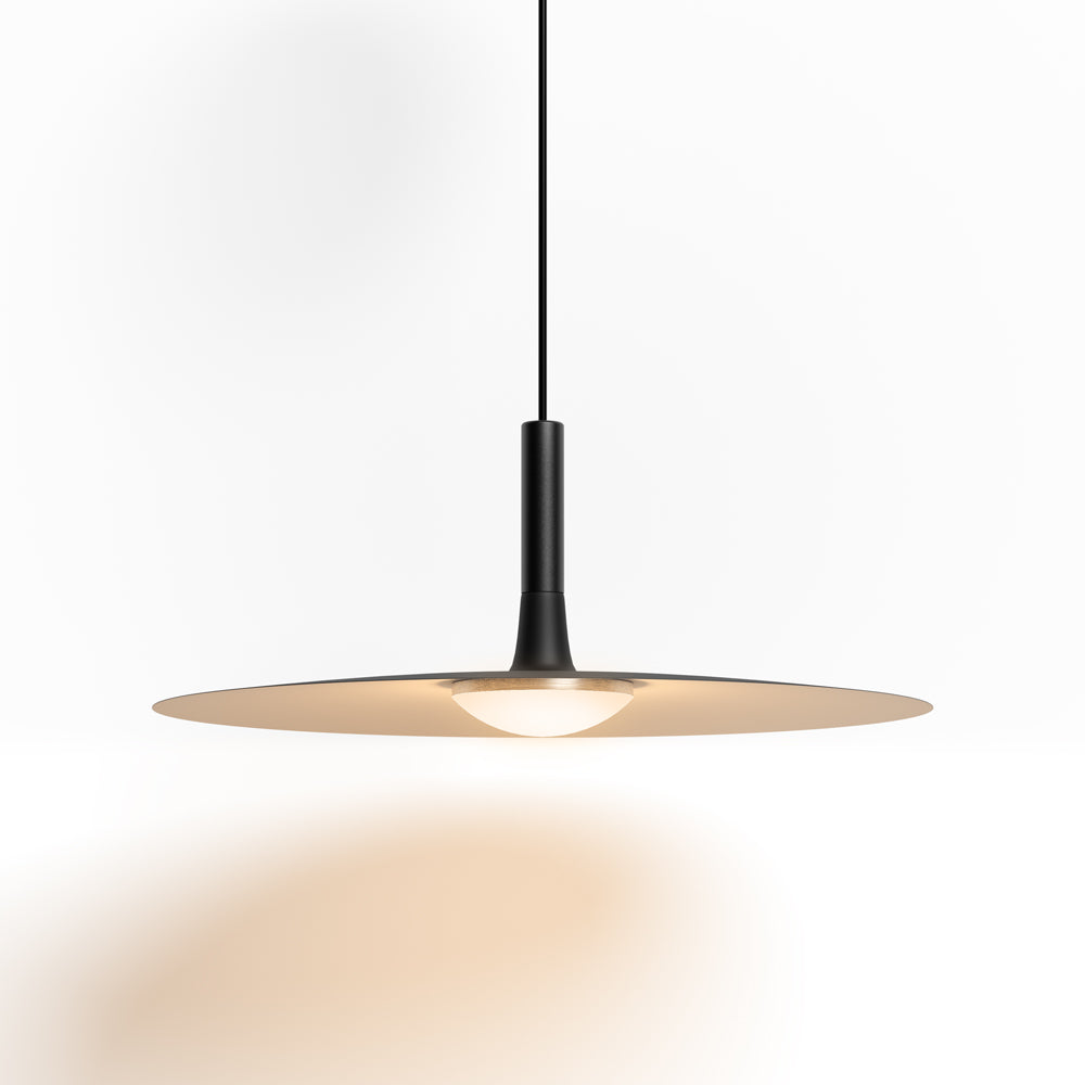 Flat LED Pendant Light with Wide Aluminum Shade