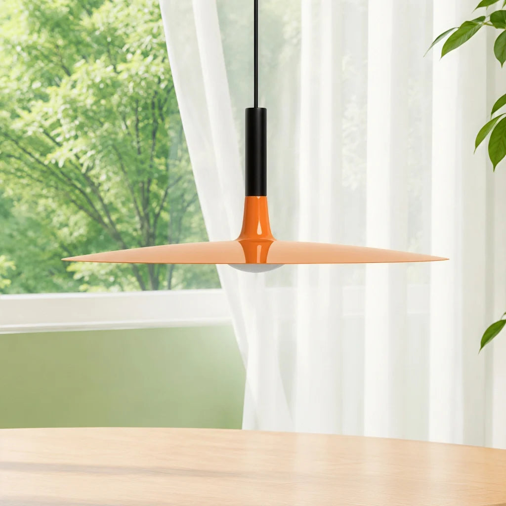 Flat LED Pendant Light with Wide Aluminum Shade
