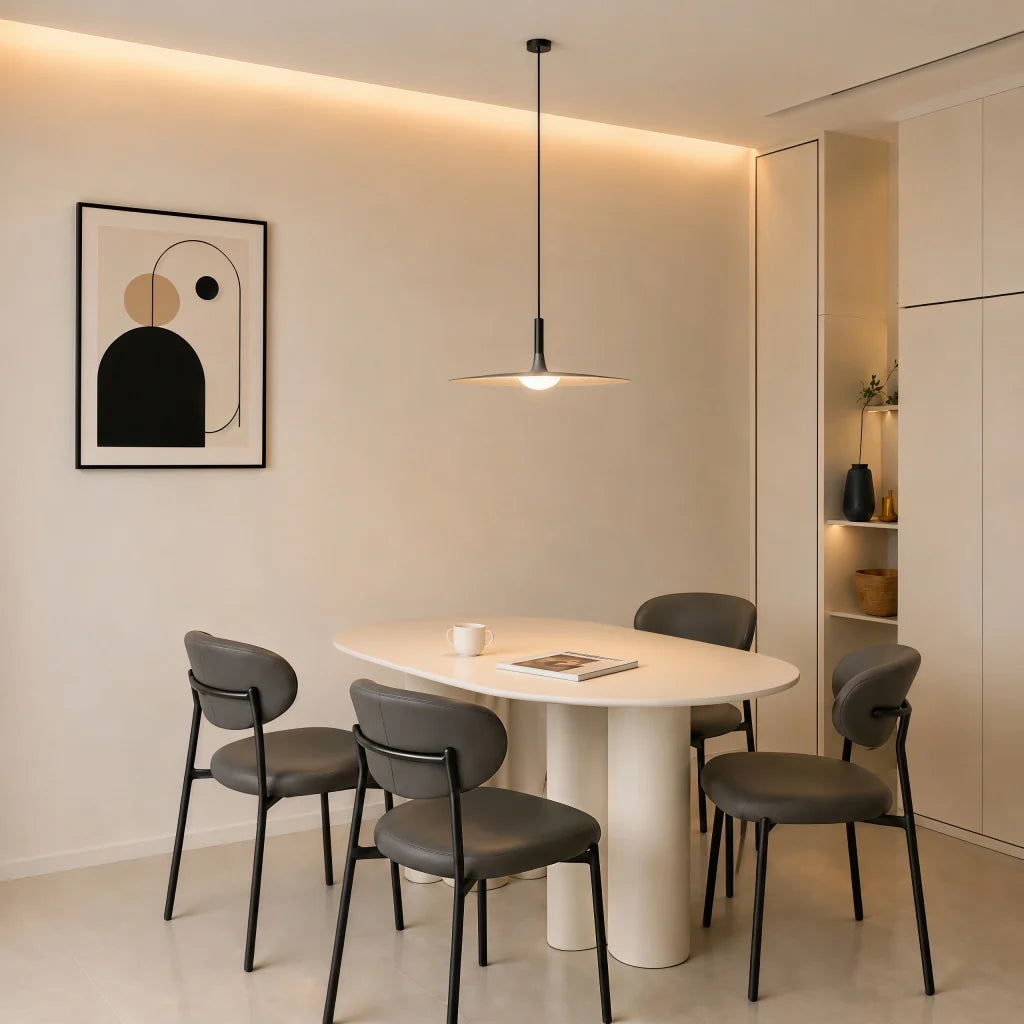 Flat LED Pendant Light with Wide Aluminum Shade