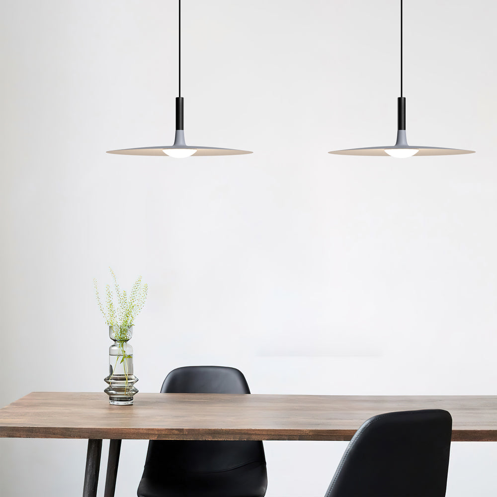 Flat LED Pendant Light with Wide Aluminum Shade