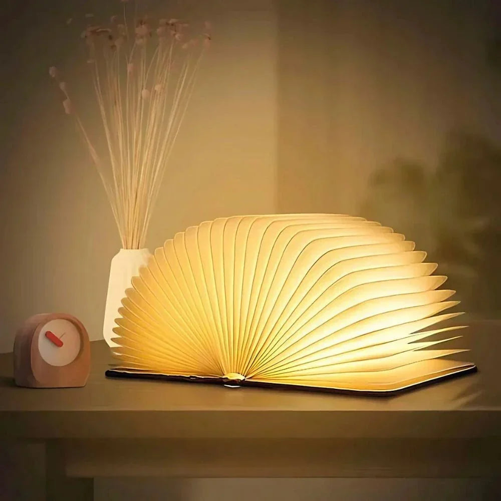 Foldable Rechargeable Table Lamp 360° Portable Wooden Book Light