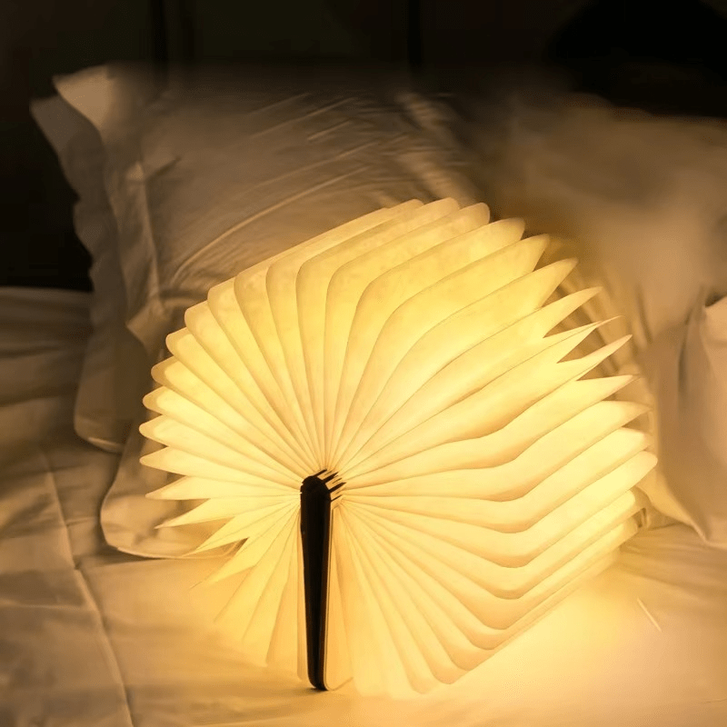 Foldable Rechargeable Table Lamp 360° Portable Wooden Book Light