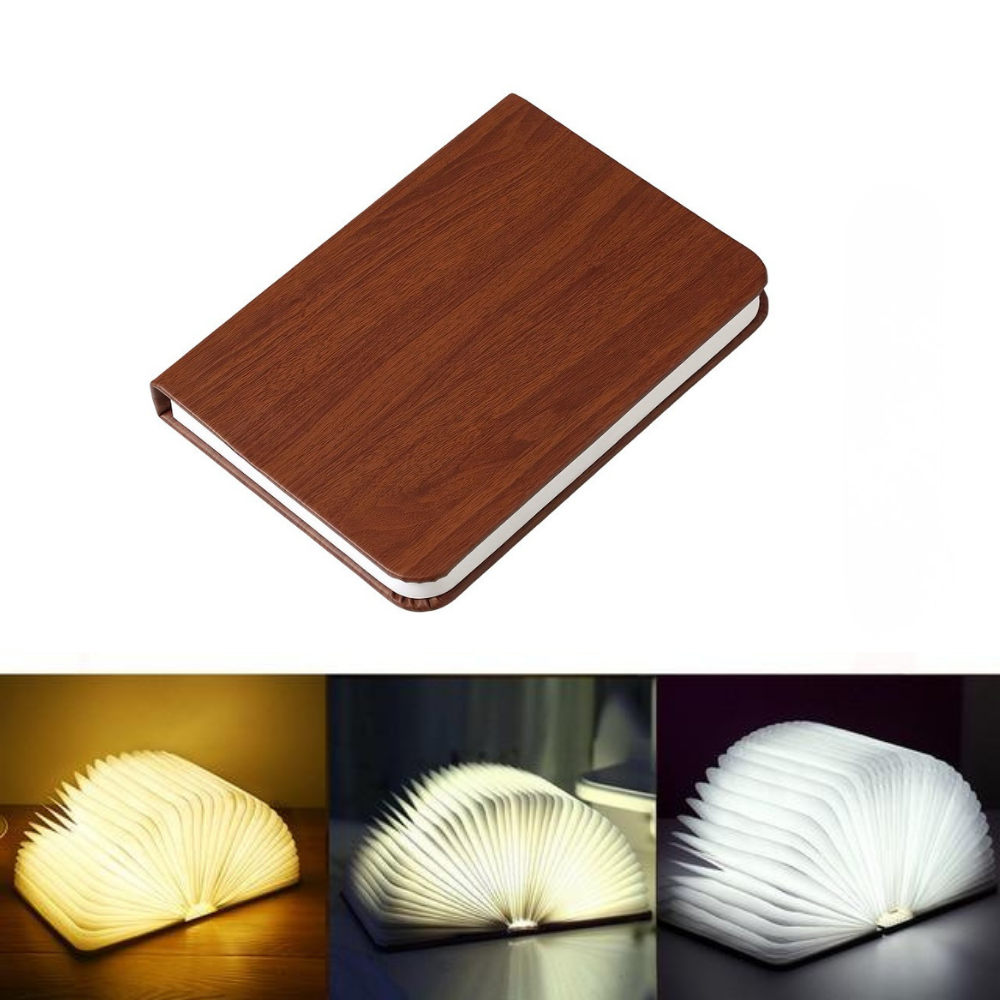 Foldable Rechargeable Table Lamp 360° Portable Wooden Book Light