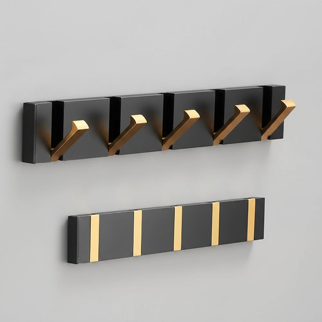 Foldable Stainless Steel Wall-Mounted Coat Rack with Retractable Hooks